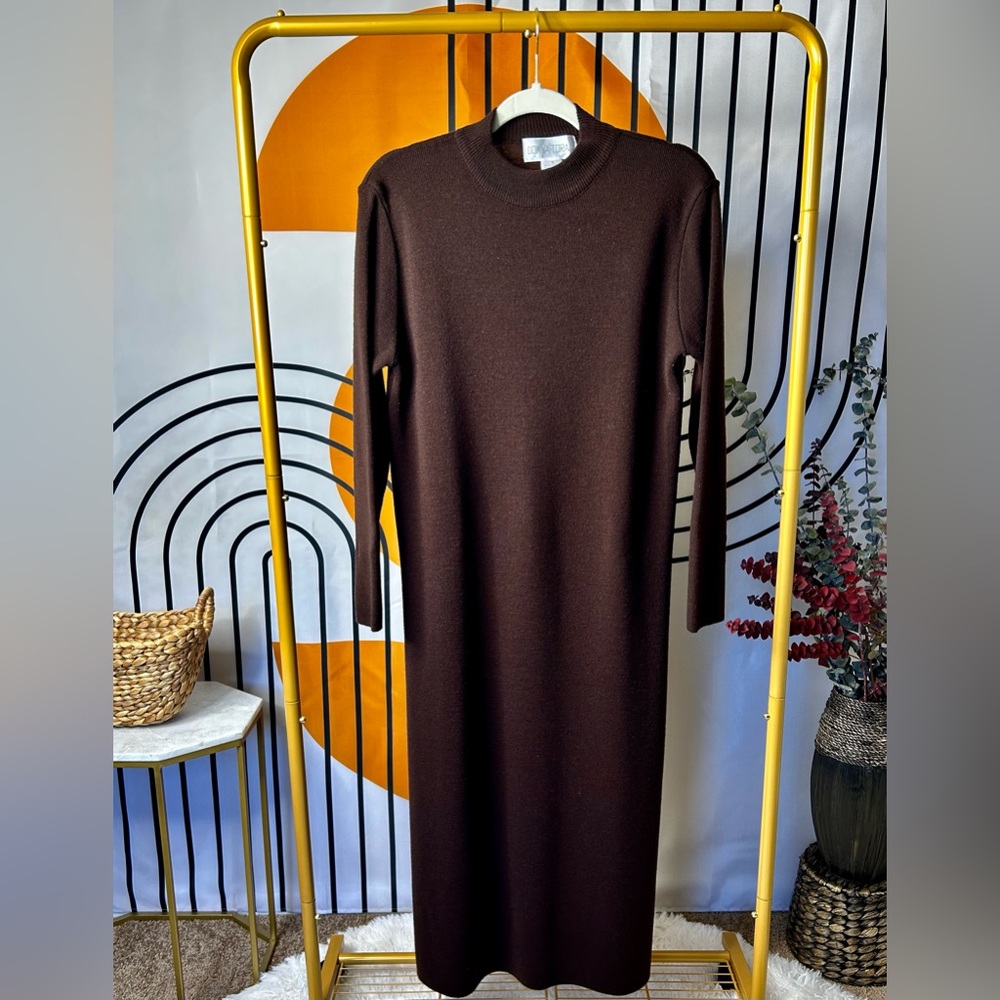 Donna Toran Long Sleeve Chocolate Brown Sweater Dress!
